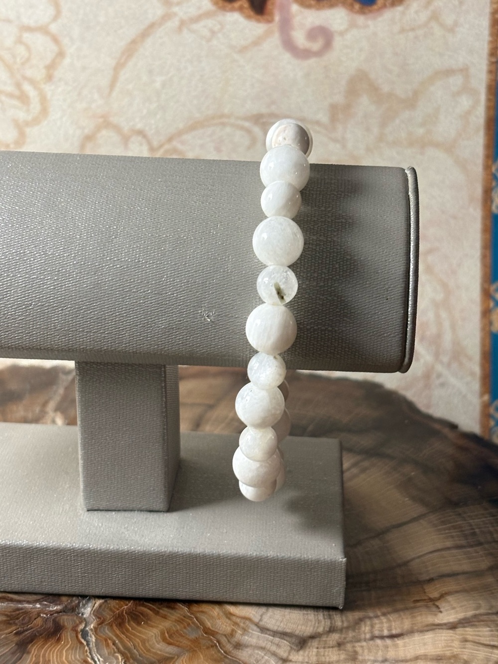 White Agate Gemstone Beaded Stretch Bracelet